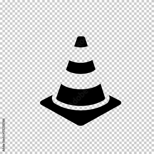 Traffic cone or road pylon flat vector icon isolated on transparent background