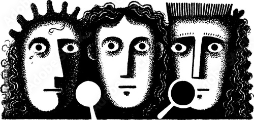 Tribal folk art blackwork silhouette in scandinavian style