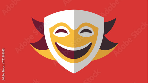 A theater mask icon representing tragedy and comedy symbolizing performing arts and drama.