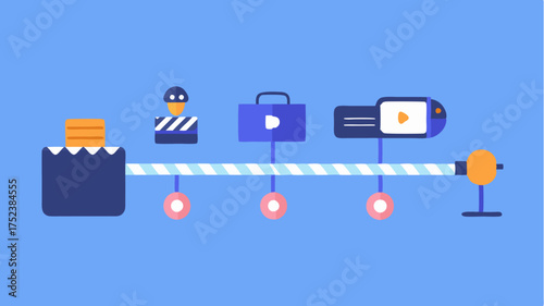 A progress timeline highlighting key milestones in video production from preproduction planning to postproduction delivery.