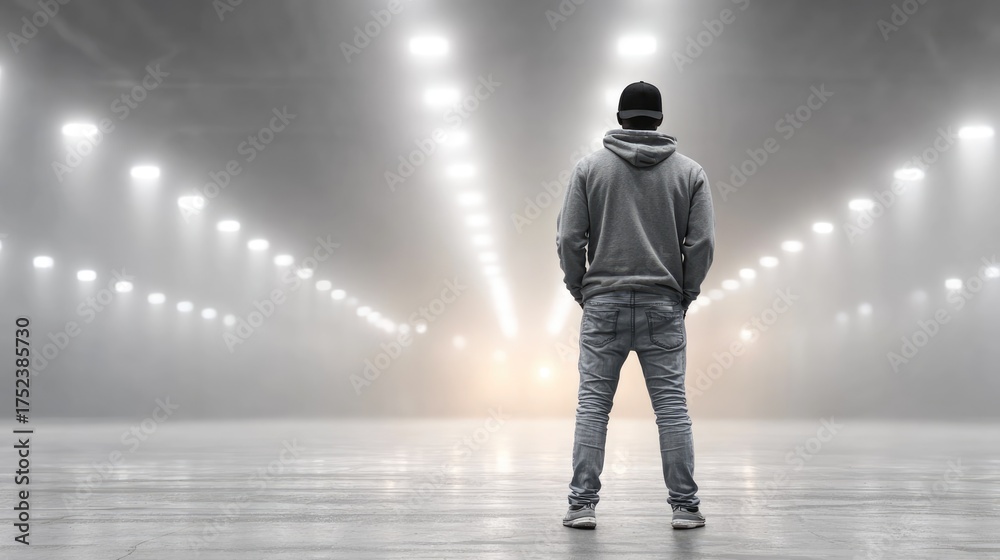 Fototapeta premium Man Standing in Foggy Studio