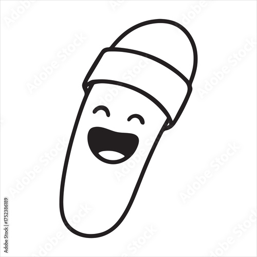 Happy cartoon eraser character drawing silhouette a white background