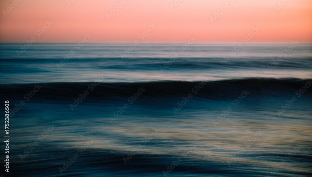 Obraz premium Abstract motion blur ocean and sky, dreamy golden hour haze