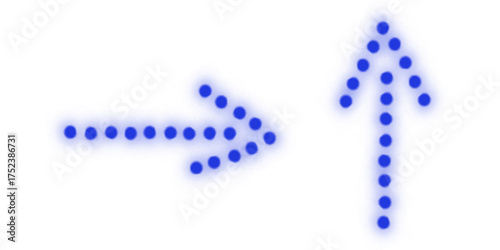 Blue Dotted Glowing Arrows Set.