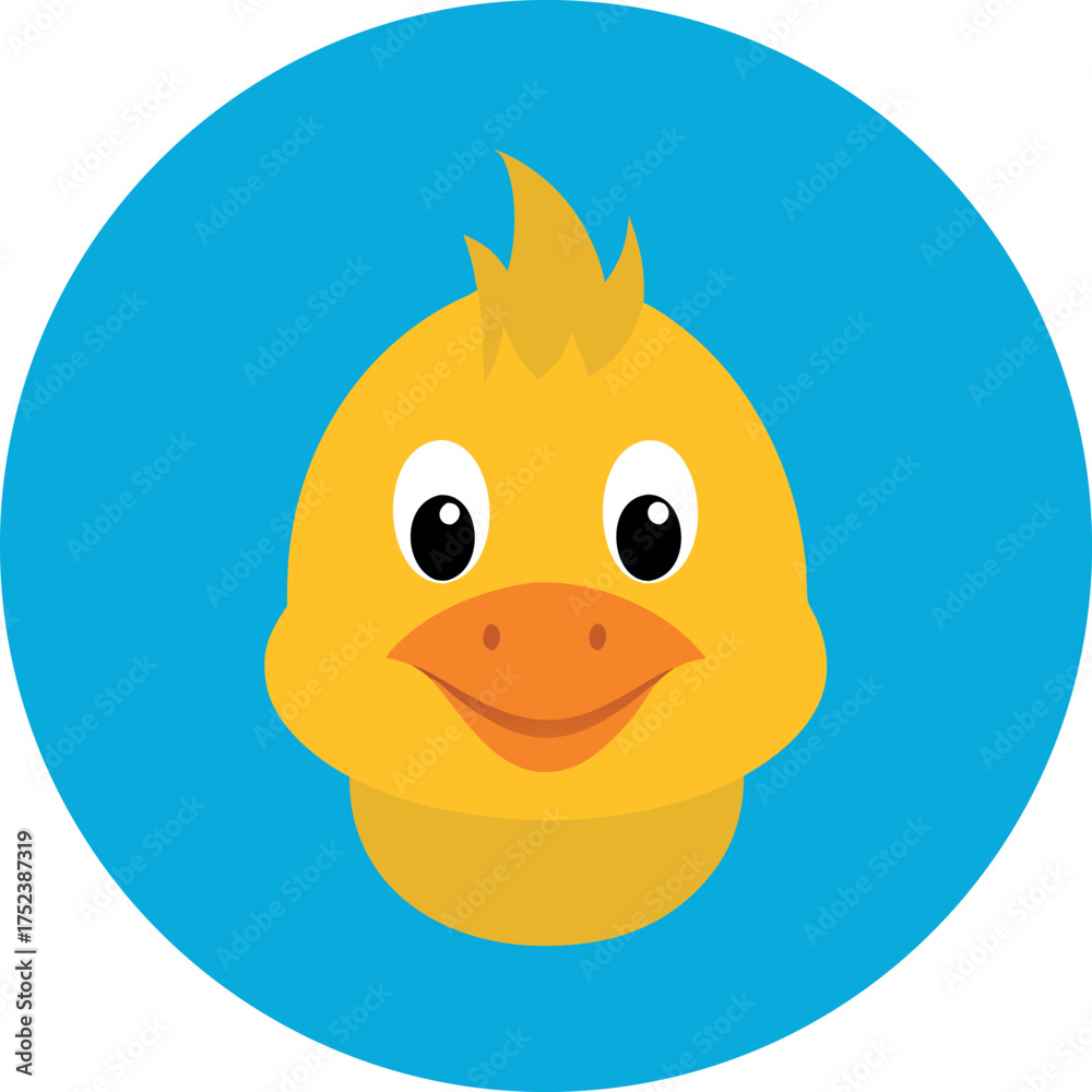 Obraz premium A cute yellow cartoon baby chick with a sweet beak hatches from a happy Easter egg, illustrating a funny farm nature toy