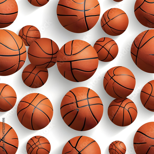 Basketball with Dynamic Splash Effect on White Background