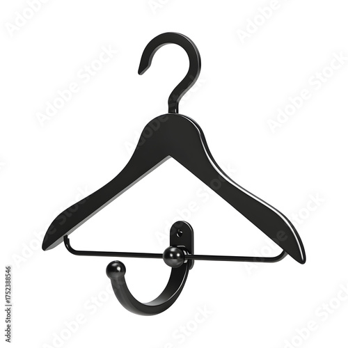 Black Plastic Clothes Hanger Isolated on White Background