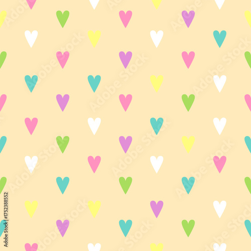 Cute Colorful Hearts Seamless Pattern for Textiles and Crafts