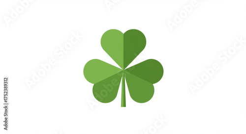 Green four-leaf clover illustration with vibrant shades of green, symbolizing luck and prosperity, set against a clean white background, ideal for various design applications	