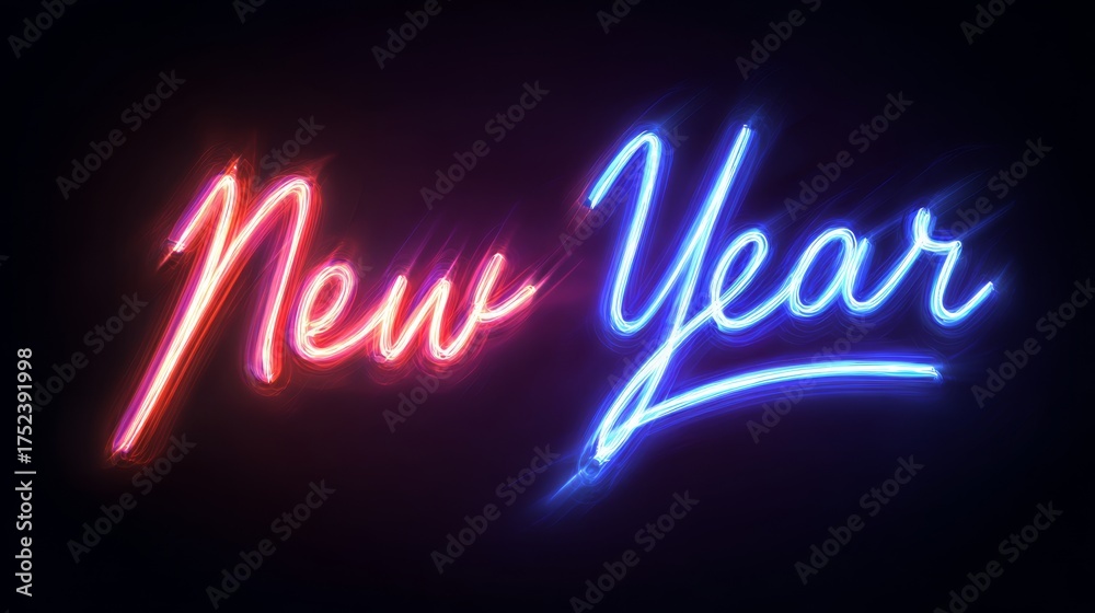 Obraz premium Premium neon New Year 2026 celebration banner