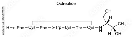 Octreotide, chemical structure of octreotide, drug substance