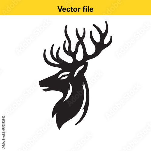 Vector art of noble deer head silhouette, vector illustration