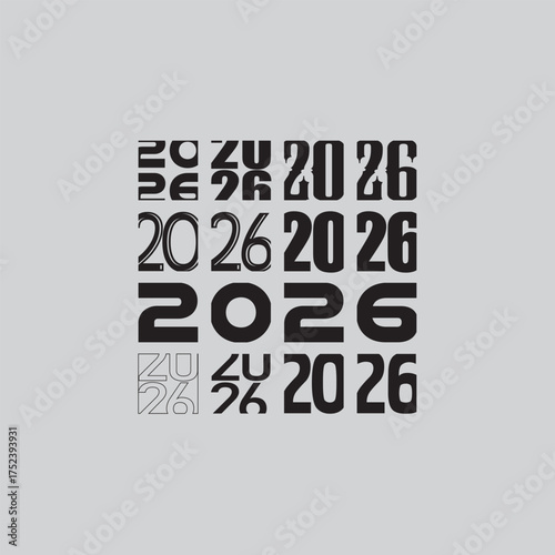 Repetitive arrangement of the years 2026 displayed in a grid pattern
