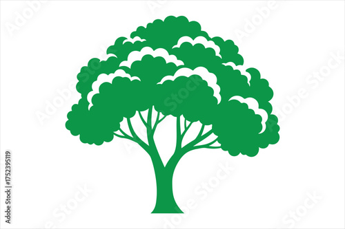 Lush green tree symbol nature's beauty silhouette a white background