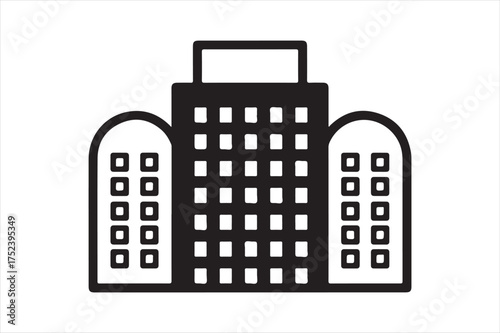Simple line art building icon for business silhouette a white background