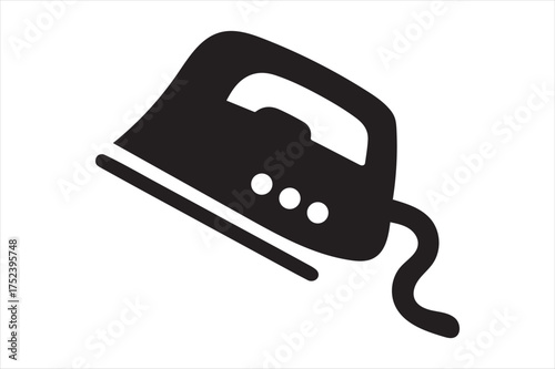 Simple black silhouette of an iron silhouette a white background