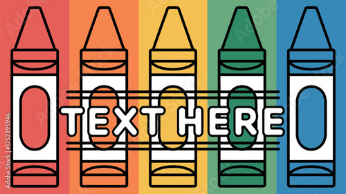 Vector art of colorful crayons in a row with space for text