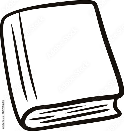 Black outline of a closed book white