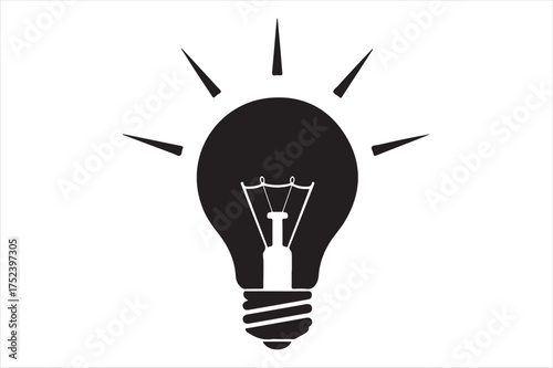 Classic incandescent light bulb idea symbol silhouette a white background