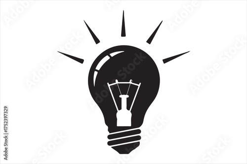 Bright idea light bulb symbol concept silhouette a white background