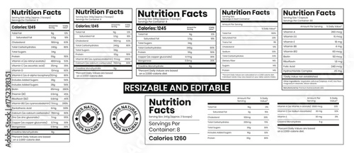 Nutrition facts template, supplement facts template and vitamin facts template, Label Design 