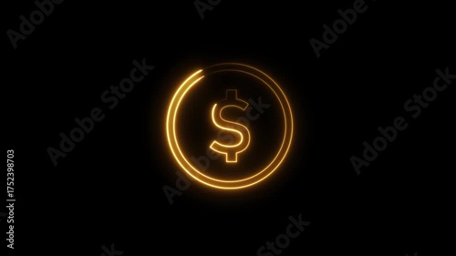 Gold coin with dollar sign animation looping 