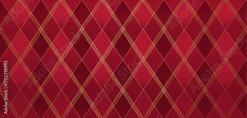 Elegant red and gold argyle pattern classic diamond design for festive backgrounds adding a touch of luxury