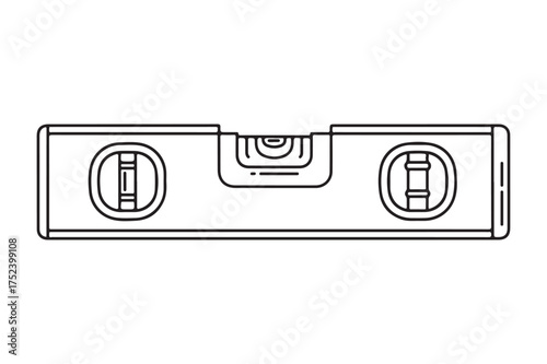 Line drawing of a bubble level tool silhouette a white background