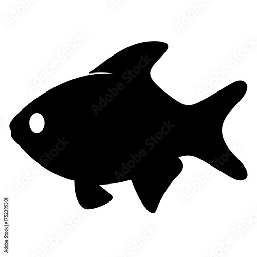 Black skirt tetra fish vector illustration scalable icon for aquatic and marine designs silhouette