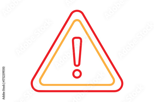 Warning symbol red yellow alert sign silhouette a white background