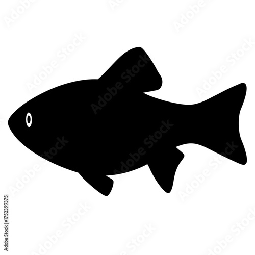Stylized cherry barb fish vector illustration scalable graphic art for aquatic themes and marine designs silhouette