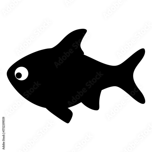 Ember tetra fish vector illustration scalable icon for aquatic themes and decorative graphics silhouette