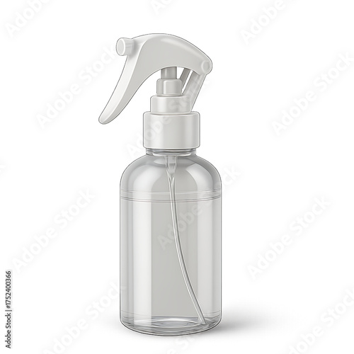 Clear Plastic Spray Bottle with White Nozzle Isolated