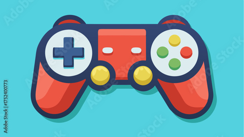 A gaming controller icon featuring bold buttons and joysticks embodying interactive entertainment and video gaming.