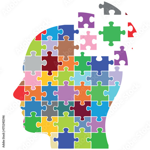 human thought created with a puzzle