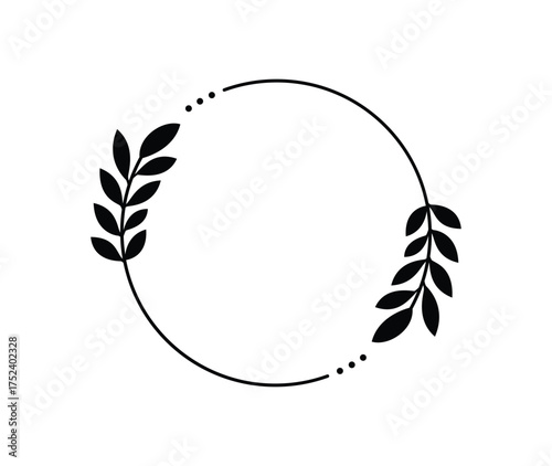 Decorative Leaf Wire Wreath Monogram Frame Illustration