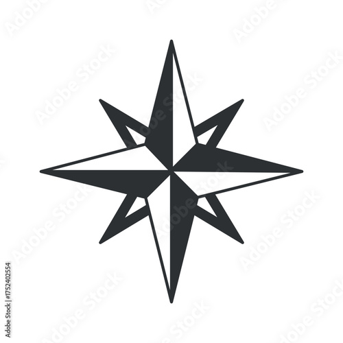 Compass windrose black-and-white guidance symbol