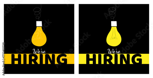 We are hiring job vacancy social media post banner design template with yellow color. We are hiring job vacancy square web banner design.