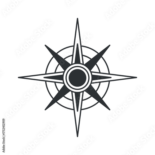 Creative shape compass rose black-and-white