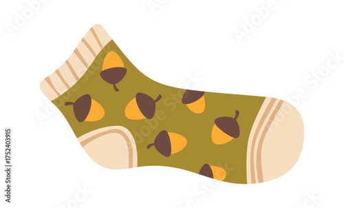Winter sock with oak acorns