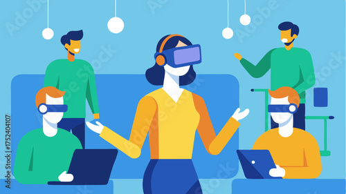 A simulation training scenario where employees practice skills in realtime with virtual reality headsets and engaging environments.