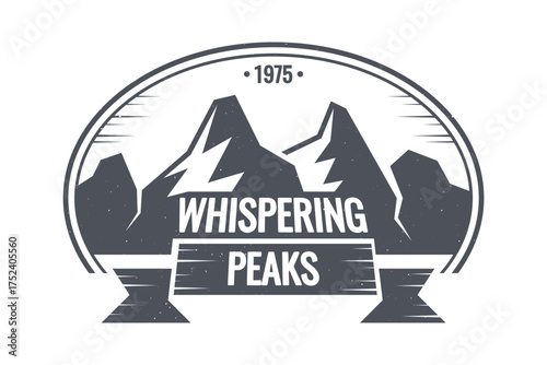 Whispering peaks mountain travel emblem