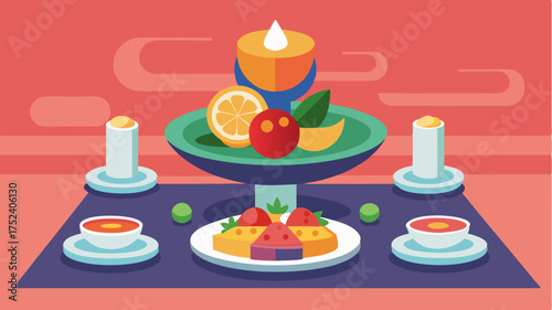 An elegant multicourse meal presentation focusing on each dish with unique plating and artful garnishes.