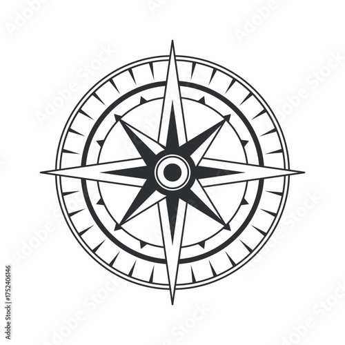 Compass nautical navigator black-and-white sign