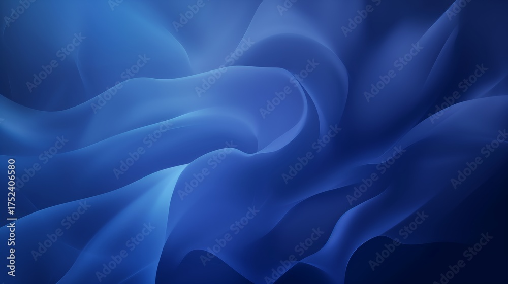 Obraz premium Dynamic blue wavy abstract background with flowing translucent lines. Modern digital