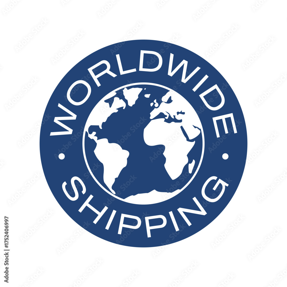 Obraz premium World delivery logo, emblem. Simply worldwide delivery logo. Vector illustration