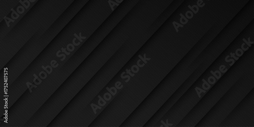 Deep black background with sharp diagonal ribbed lines creating a strong geometric pattern with shadow and depth for modern design