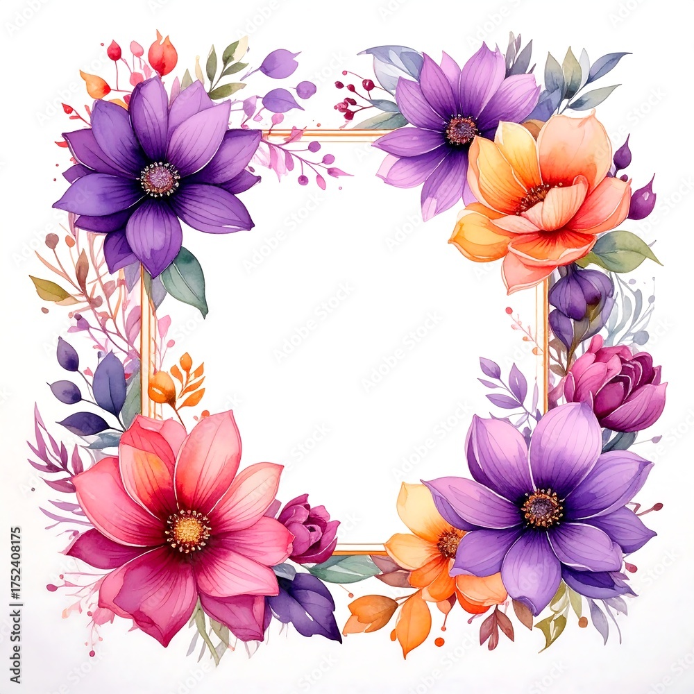 Fototapeta premium Floral square frame design