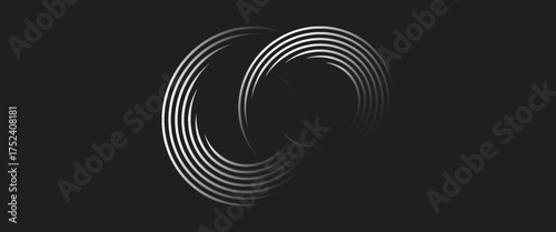Abstract Spiral. sound wave, Monochrome graphic. Target. Circle in a circle. Concentric circle element Template. vector illustration