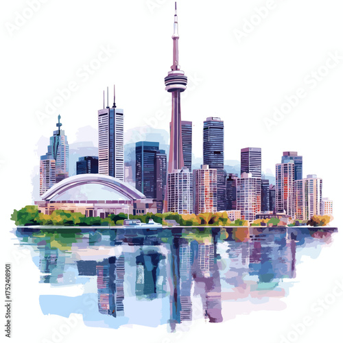 Toronto. Toronto hand drawn watercolor illustration